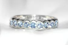 Tanzanite Silver Ring Solid Sterling Silver Eternity Band Ring Natural N7 SALE!