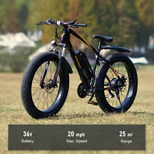 Secondhand 26" Electric Mountain Bike Fat Tire EBicycle w 500W Motor 36V Battery