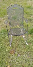 2 Vintage Wrought Iron Metal Green Black Rocking Chairs Patio Furniture Rocker