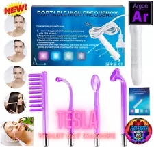 Argon Portable Violet Ray Hi-Frequency Plasma Tesla Machine Electrodes Skin Heal