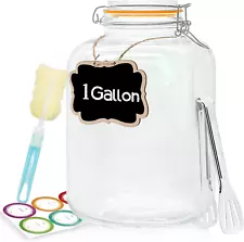 5 Pack 128Oz Glass Jars with Airtight Lids,1 Gallon Large Wide Mouth Glass Mason