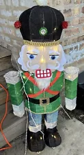 Christmas Glitter Nutcracker Wired Decor 38” x 20” x 8” w/Corded Lights Strung