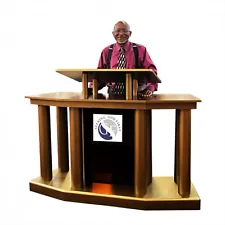 Returned Item 64" Gold Church Pulpit for Debates, Speeches & Events