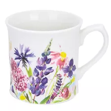 Lavender Bone China Mug with Floral Pattern Large Jumbo Coffee Cup 13.5 oz