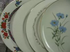 Vintage Mismatched China Dinner Plates Lot RED BLUE Floral Wedding Shower Party