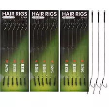 18pcs Carp Fishing Rigs Braid 8245 Barbed Hooks Hair Rigs 12lb-24lb Size 2 4 6