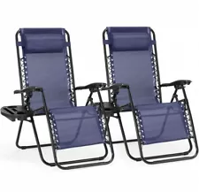 Zero Gravity Chairs 2 Adjustable Folding Lounge Recliners Removable Cup Holders