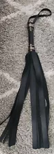 Large Leather Flogger, Whip, Black, Gold Studs 25 Inches, Sex Toys, BDSM,custom