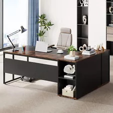 Tribesigns 71" Executive Desk L Shaped Desk with File Cabinet for Home Office