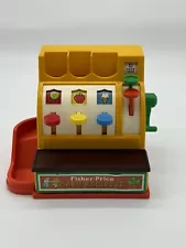 VINTAGE 1974 Fisher Price CASH REGISTER with WORKING BELL WITH 3 COINS