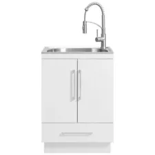 ​Glacier Bay 1673US-24-262 24 in Laundry Sink with Faucet and Storage Cabinet