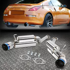 FOR 03-09 NISSAN 350Z Z33/G35 V35 DUAL 4.5"MUFFLER BURNT TIP AXLE BACK EXHAUST