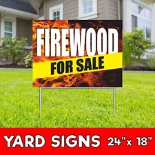 FIREWOOD FOR SALE Yard Sign Corrugate Plastic with H-Stakes campfire wood logs