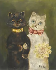 Louis Wain - The Bride and Groom (1897) Cats Signed - 17" x 22" Fine Art Print