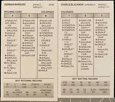 2017 COLORADO ROCKIES, STRAT-O-MATIC Baseball, ORIGINAL, MINT, 27 cards