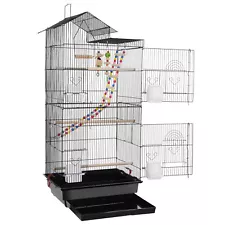 39" Roof Top Large Flight Parrot Bird Cage Wrought Iron for Parakeet Cockatiel