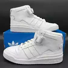 Adidas Originals Forum Mid Leather Sneakers Triple White FY4975 Mens Size