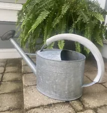 Vintage Galvanized Steel Watering Can Farmhouse Cushioned Handle Removable Head