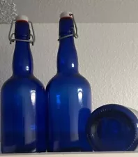 Blue glass wine bottles for cider, mead, or wine makers. (Read description)