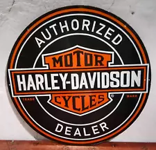 Harley Davidson Authorized Dealer Porcelain Enamel Sign 30 x 30 Inches 2 Sided