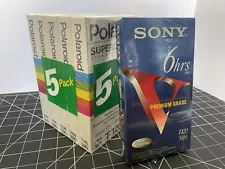 New blank VHS tapes - 5x Polaroid T-120, 1x Sony T-120VF Premium Grade