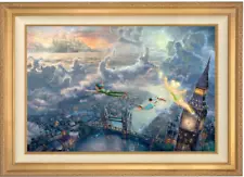 Disney Kinkade ~ Tinkerbell and Peter Pan Fly to Neverland 18x27 Studio Proof