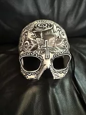 Day of the Dead Skull Half Mask For Beard Hand Painted Original Art