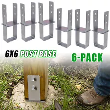 6Pcs 6x6 Concrete Deck & Fence Post Anchor Base Metal for Wet Concrete Embedment