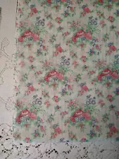 Vintage Pink Blue Floral Bouquet Lawn Fabric Doll Crafts BTHY 18x44