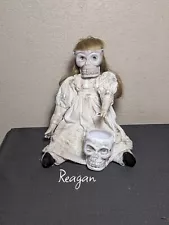 OOAK Scary, Skull Mask porcelain doll. Handcrafted, Halloween Horror doll