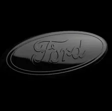 Premium Logo 7" Emblem: FULL BLACK Oval Chrome Logo for Ford Grille