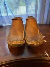 Vintage Handmade Thick Leather Carl Dyer Moccasins 8.5/9