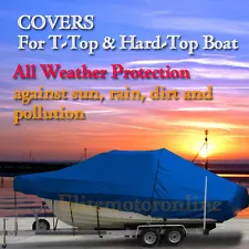 Boston Whaler 255 Conquest WA T-Top Hard-Top Fishing Storage Boat Cover Blue