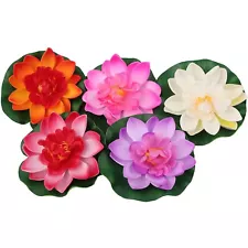 5X Artificial Lotus Water Lily Floating Flower Pond Fish Tank Plant Garden Decor