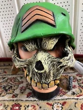 2004 Disguise Metal Mulisha Halloween Rubber Skull Helmet Sergeant w/ Cigar Mask