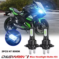 2X H7 LED Headlight Bulbs 8000K For Kawasaki Ninja 650R 2006-2011 650 2012-2019 (For: Kawasaki Ninja 650R)