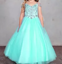 Jenniferwu long gown kid little Girl beading Pageant formal Dress MINT 3-4years