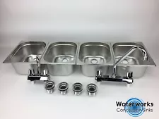 Large Concession Sink 4 Compartment Portable Food Truck Trailer w/Faucets