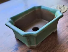 Bonsai Pot / Small / Rectangle / Blue-Green / Vintage