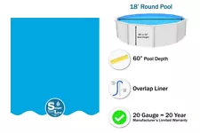 SmartLine 18' x 60" Round Expandable Plain Blue Swimming Pool Liner - 20 Gauge