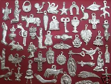 100 Milagro Charms Mexican Folk Art SILVER Retablo Charms Lot SUMMER SALE