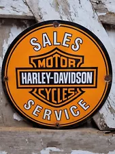 VINTAGE HARLEY DAVIDSON MOTORCYCLE PORCELAIN SIGN OLD BIKE DEALER SALES SERVICE