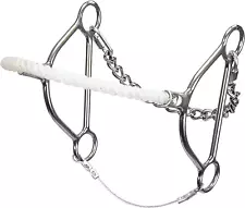 960 Beetle Hackamore for Horse - Rope Nose - 6"" Cheeks - Stage C, Silver/White