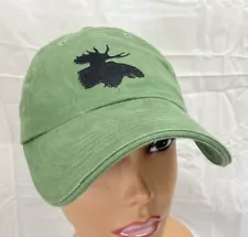 Moose Head Hunting Hat Green Stitched Adjustable Baseball Cap Pre Owned B05