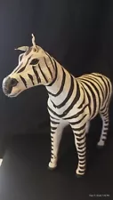 Vintage Zebra Paper Mache Animal Figurine African Safari Statue 10 Inches Tall