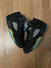 Nike Air Jordan 5 Retro GS Size 7Y Black Aqua Shoes Sneakers 440888-047