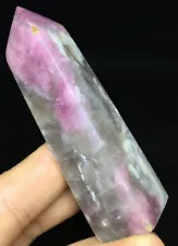 66g Natural Rose Tourmaline jade quartz crystal point healing stone S81