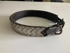 custom made leather and stainless steel 26” x 1.5” dog collar