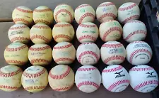 2 Dozen Diamond/Wilson/Rawlings/Mizuno leather baseballs used. See pics