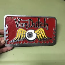 Vintage Original VON DUTCH Ed big daddy Roth Rat Fink Hot Rod Car Club Plaque